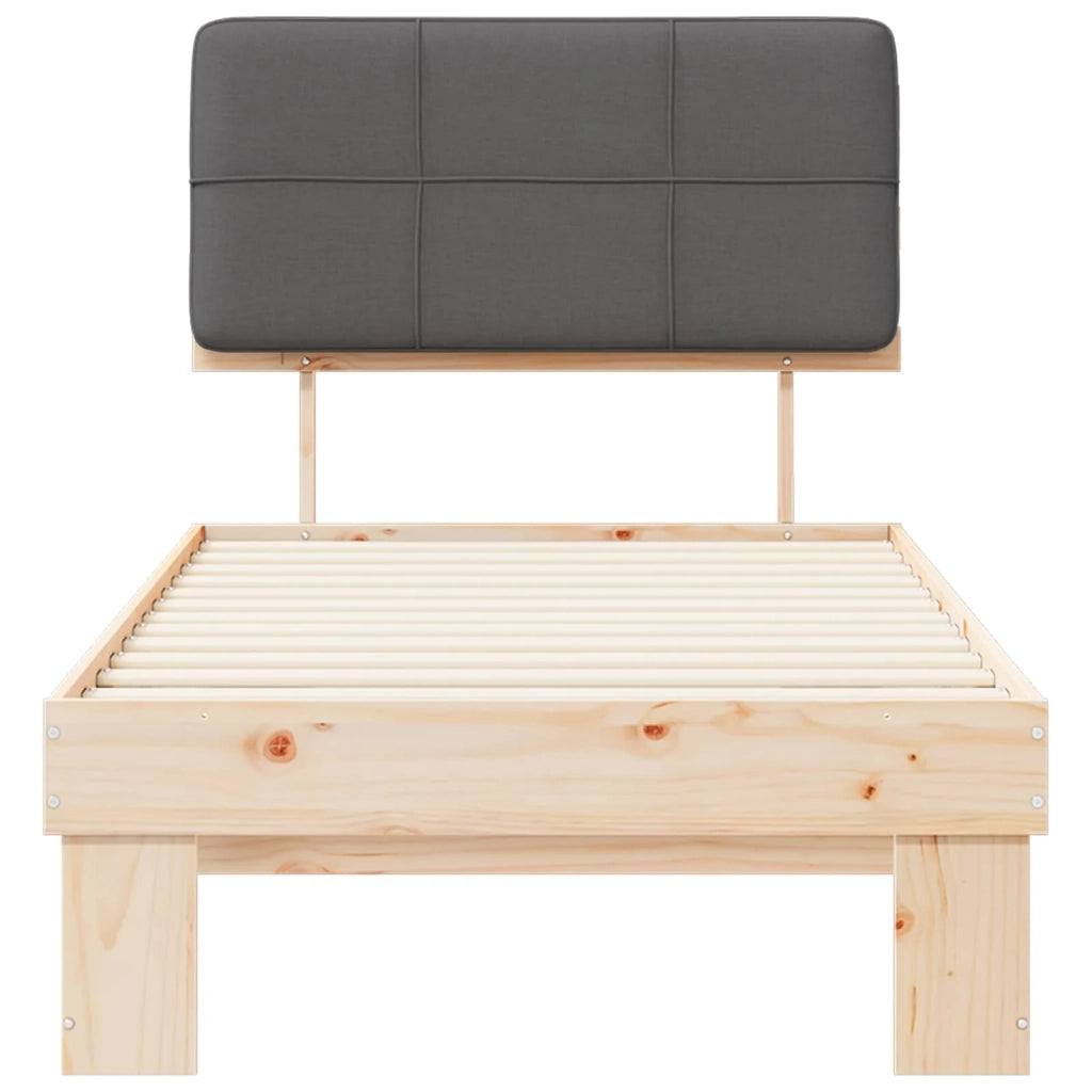Letto con Testiera Rivestita Grigio scuro 90 x 190 cm