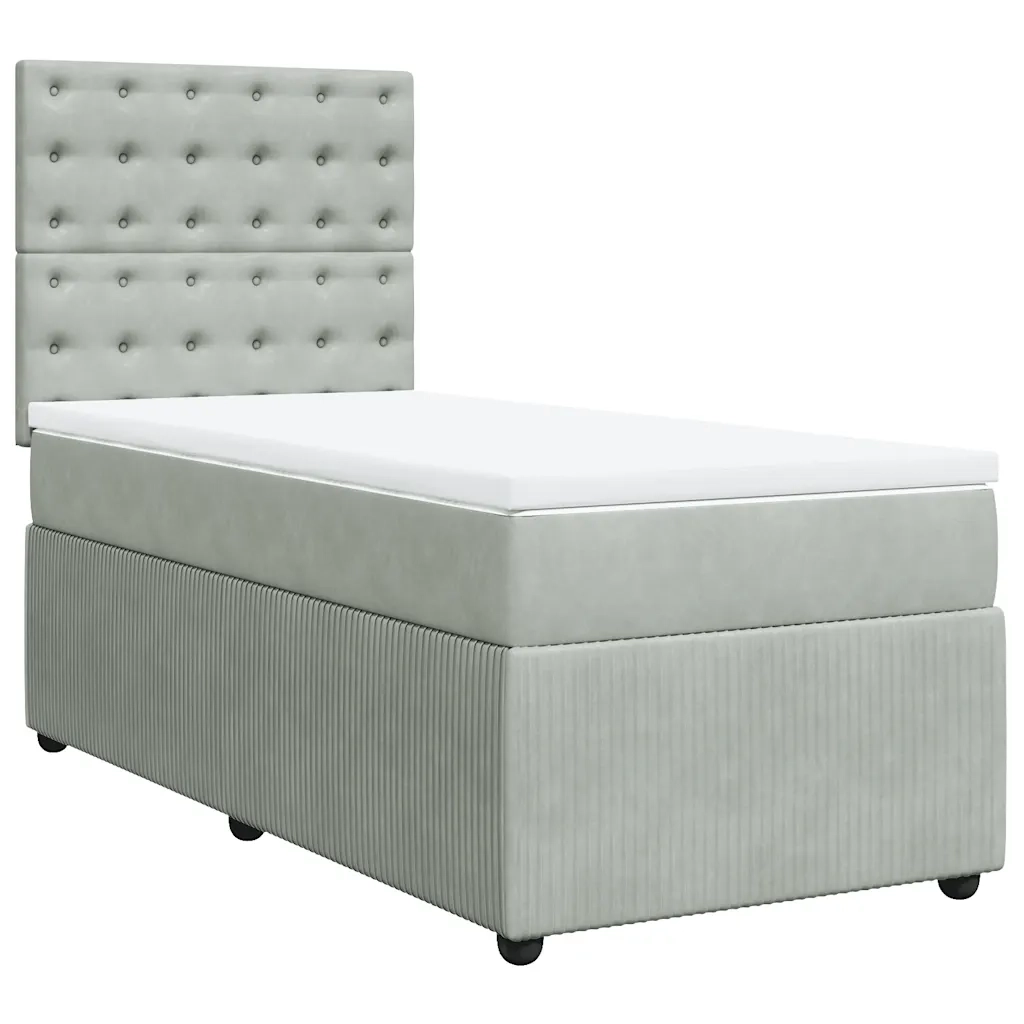 Giroletto a Molle con Materasso Grigio Chiaro 100x200cm Velluto