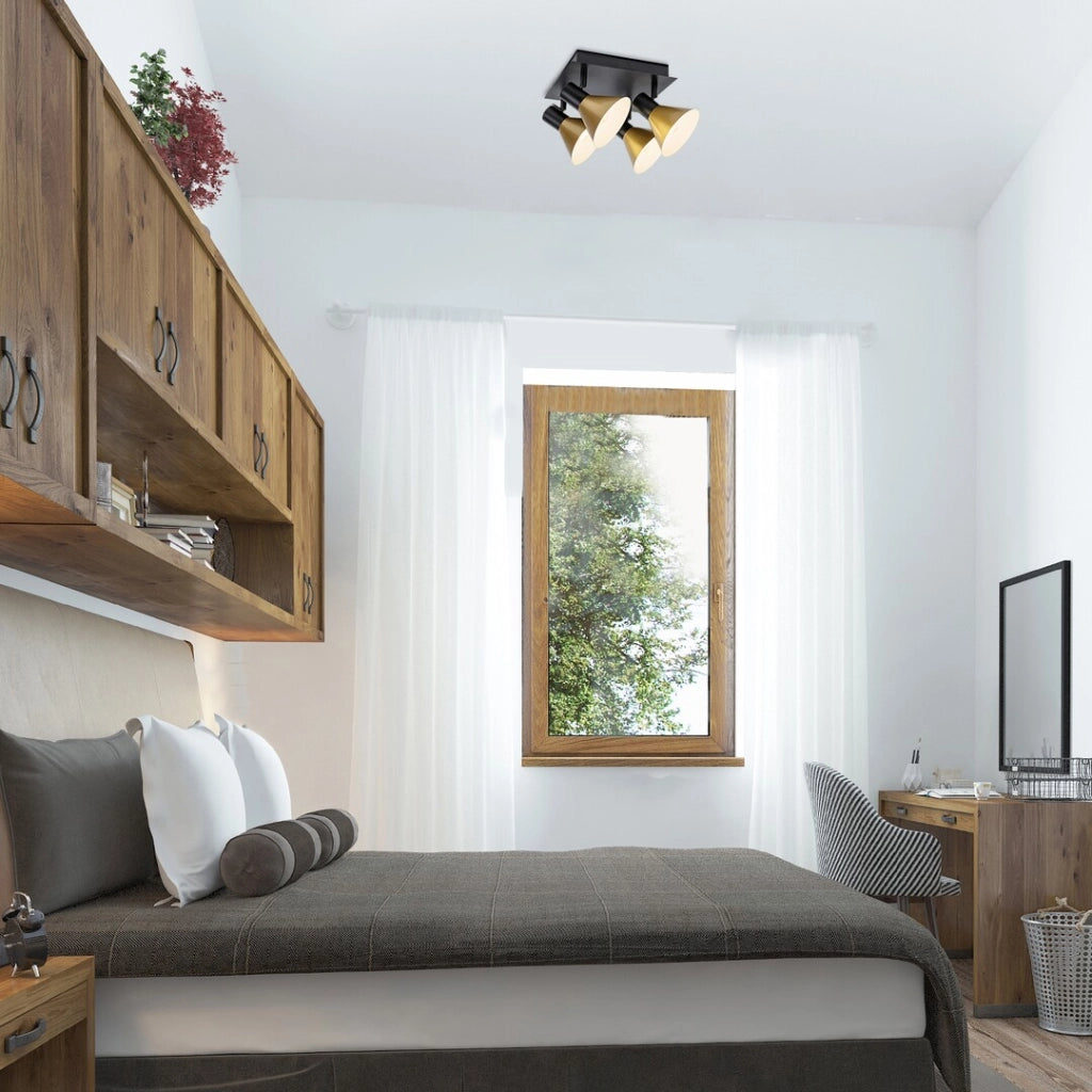Faretto da soffitto Alvaro nero/oro opaco 4xE14 Rabalux