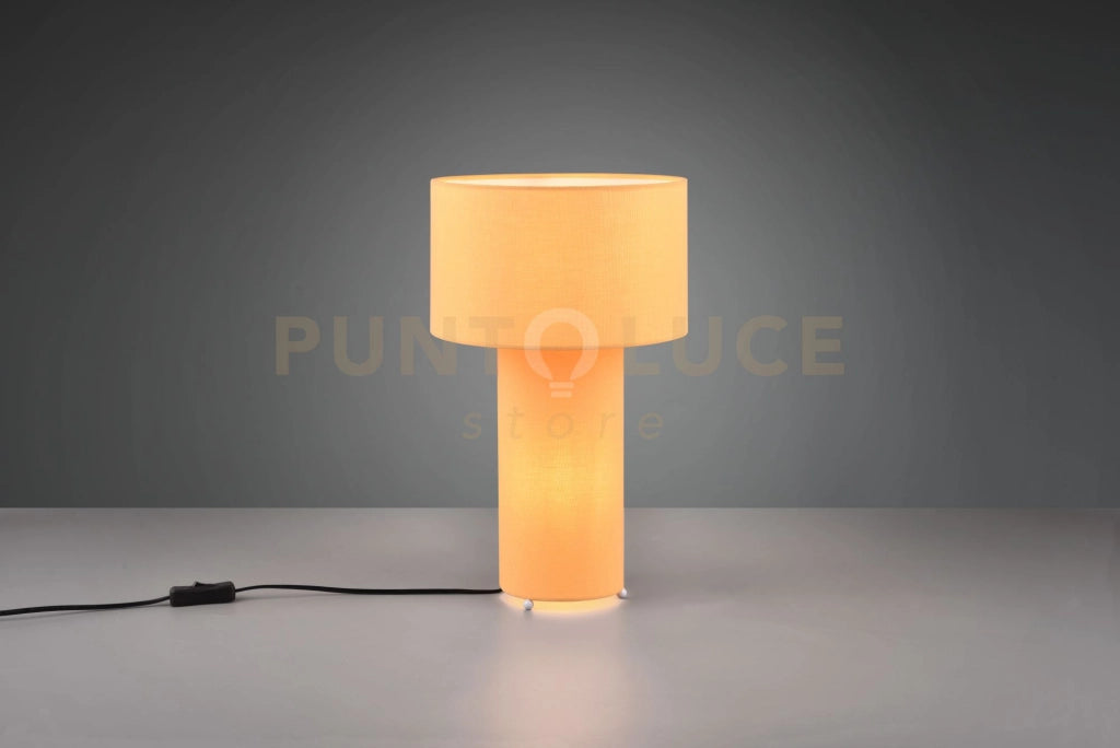 BALE LAMPADA DA TAVOLO BASE ILLUMINATA E PARALUME TESSUTO GIALLO H. 40CM 2 LUCI ATTACO E27
