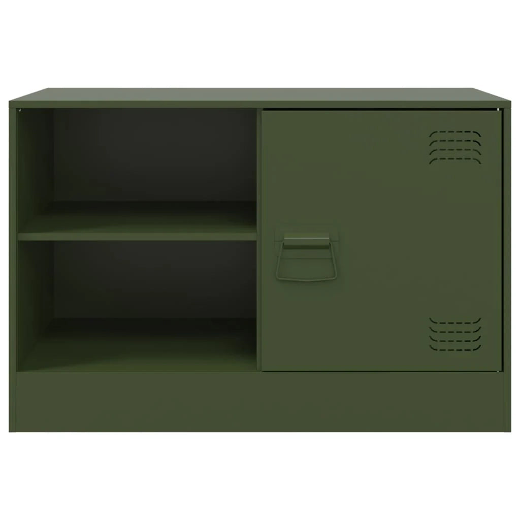 Mobile TV multimediale scaffale TV credenza mobile TV sala da pranzo soggiorno camera da letto 2 pezzi verde oliva 67 x 39 x 44 cm acciaio verde 02_0028640