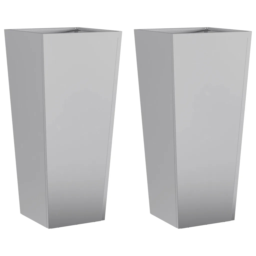 2 pz Fioriere | Cassetta per fiori | Vaso da Giardino 35x35x75 cm in Acciaio Zincato