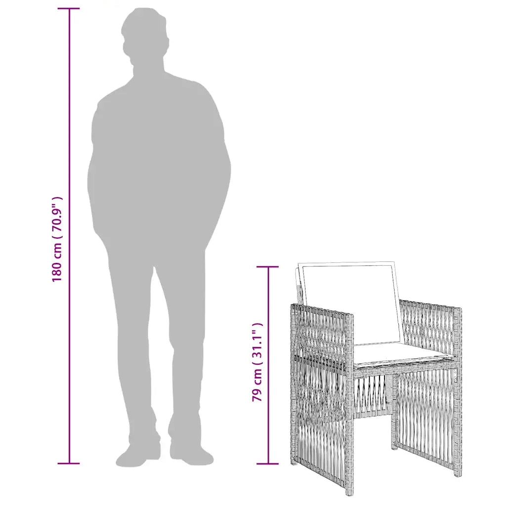 Set da Pranzo da Giardino 15 pz con Cuscini Grigio Polyrattan 3211055