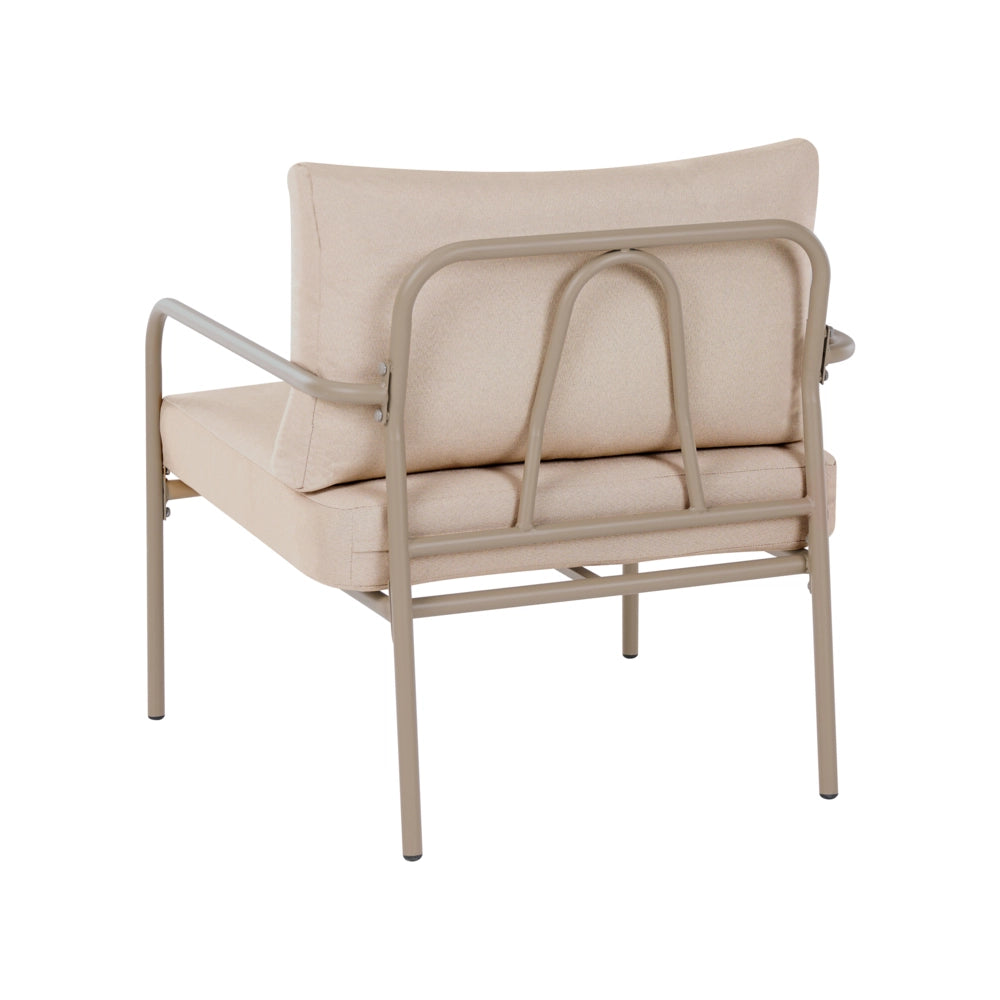Set da giardino a 4 posti con struttura in acciaio e cuscini sfoderabili beige chiaro stile moderno
