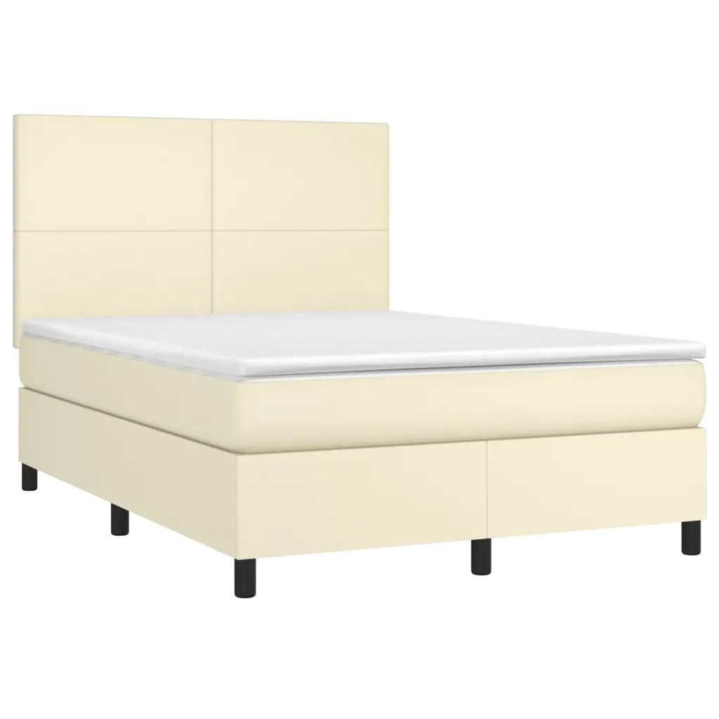 Giroletto a Molle con Materasso e LED Crema 140x190 cm 3135821