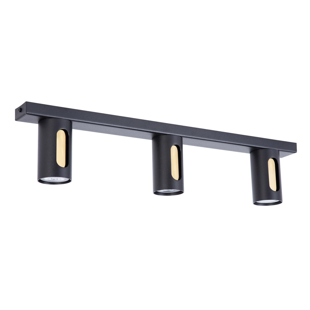 Plafoniera a barra FLOW 60 cm nero oro 3xGU10 Sigma