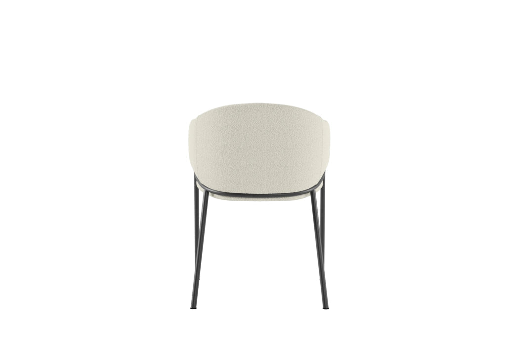 Sedia Medea in tessuto bouclé color avorio con struttura in metallo antracite, sedia moderna dal design elegante e raffinato - Medea