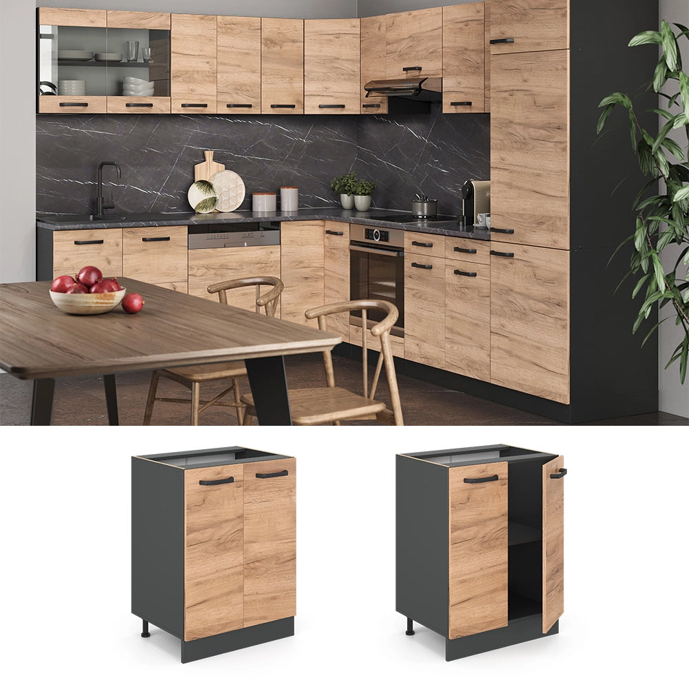 Vicco Mobiletto base cucina Quercia dorata 60 cm , PL Antracite