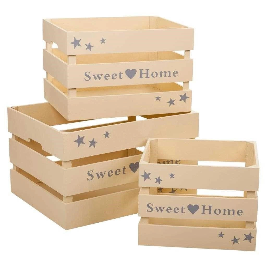 Set di 3 cassetti in legno laccato beige
