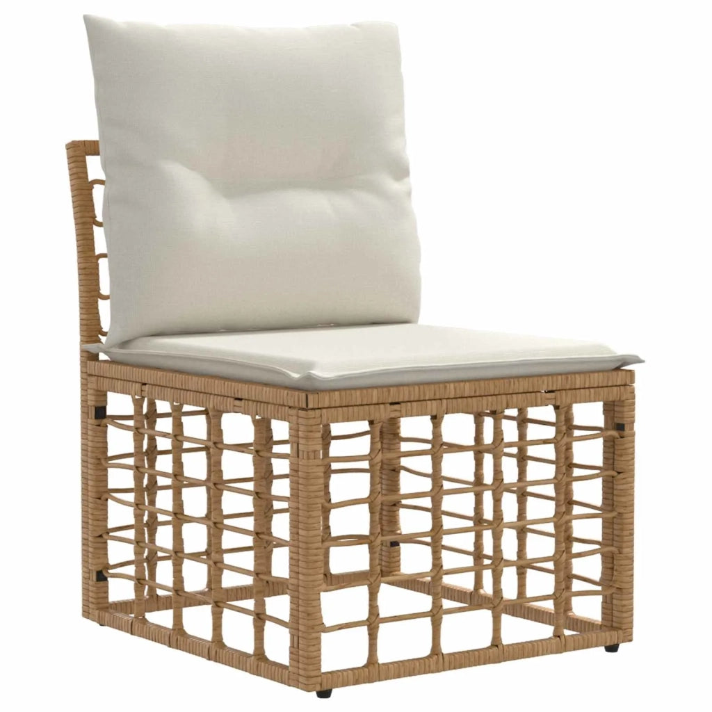 Set Divano da Giardino 6 pz Naturale e Bianco Crema polyrattan 3437978