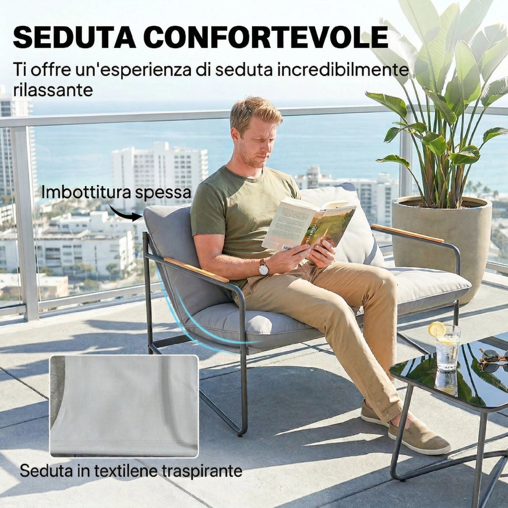 Set Salotto da Giardino 4 Posti ¨C zephmum ¨C Grigio Chiaro, Polyrattan