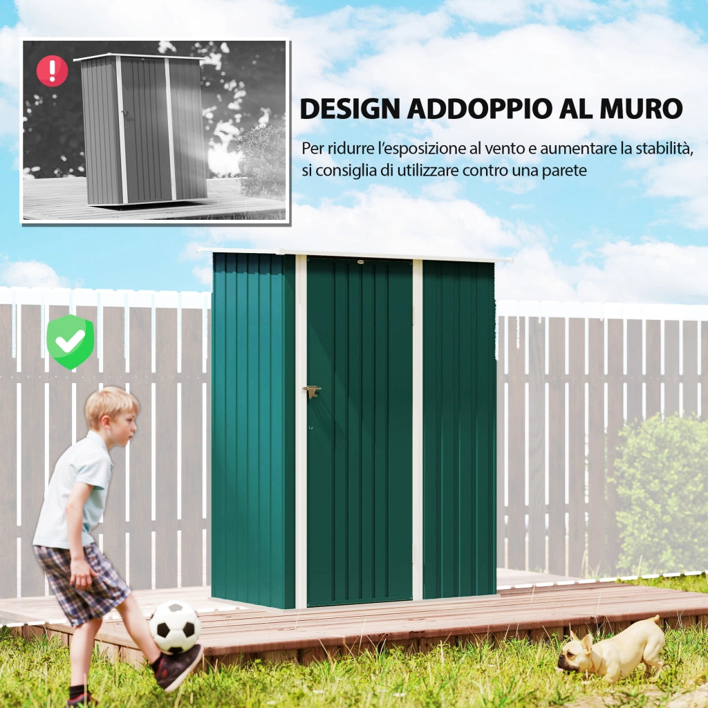 Capanno Attrezzi in Metallo ¨C zephmum ¨C Verde, 142x86x189 cm