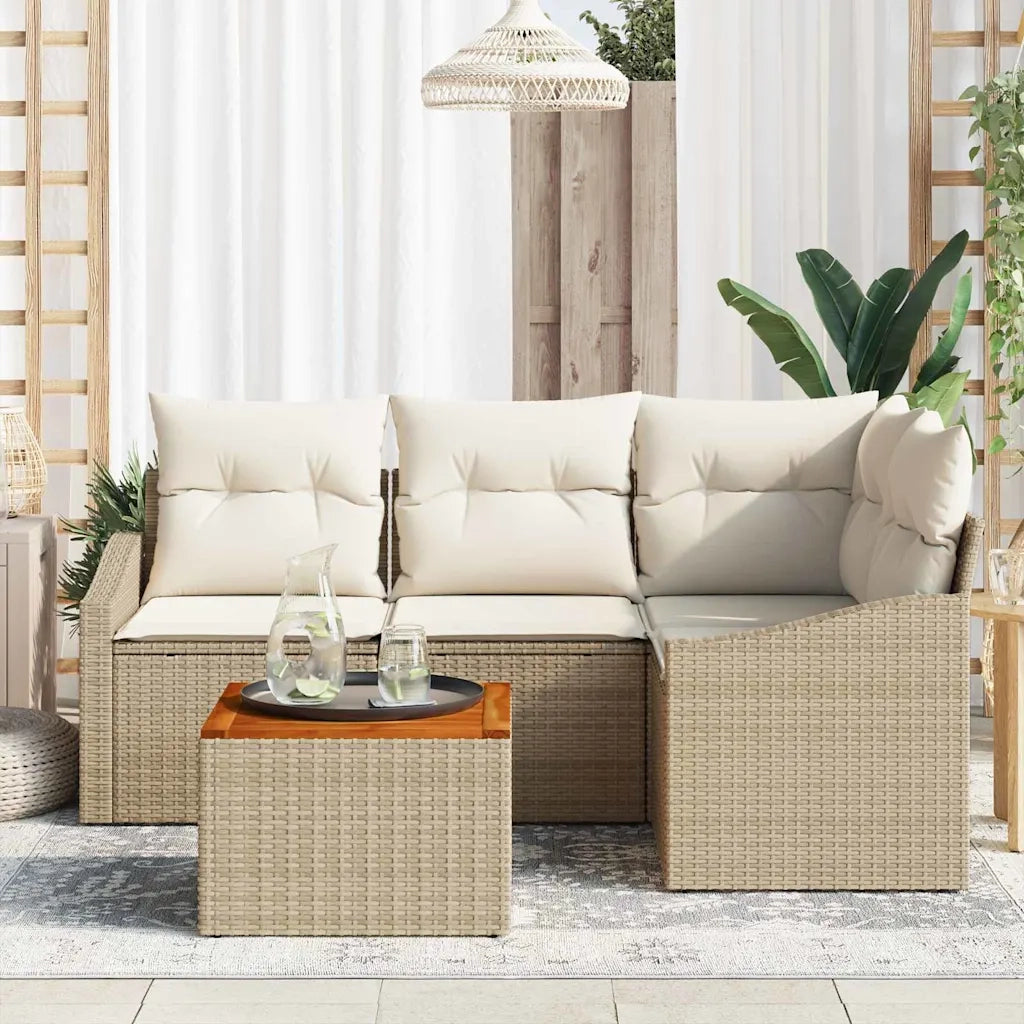 Set Divano da Giardino con cuscino 5 pcs Beige polyrattan 3347827