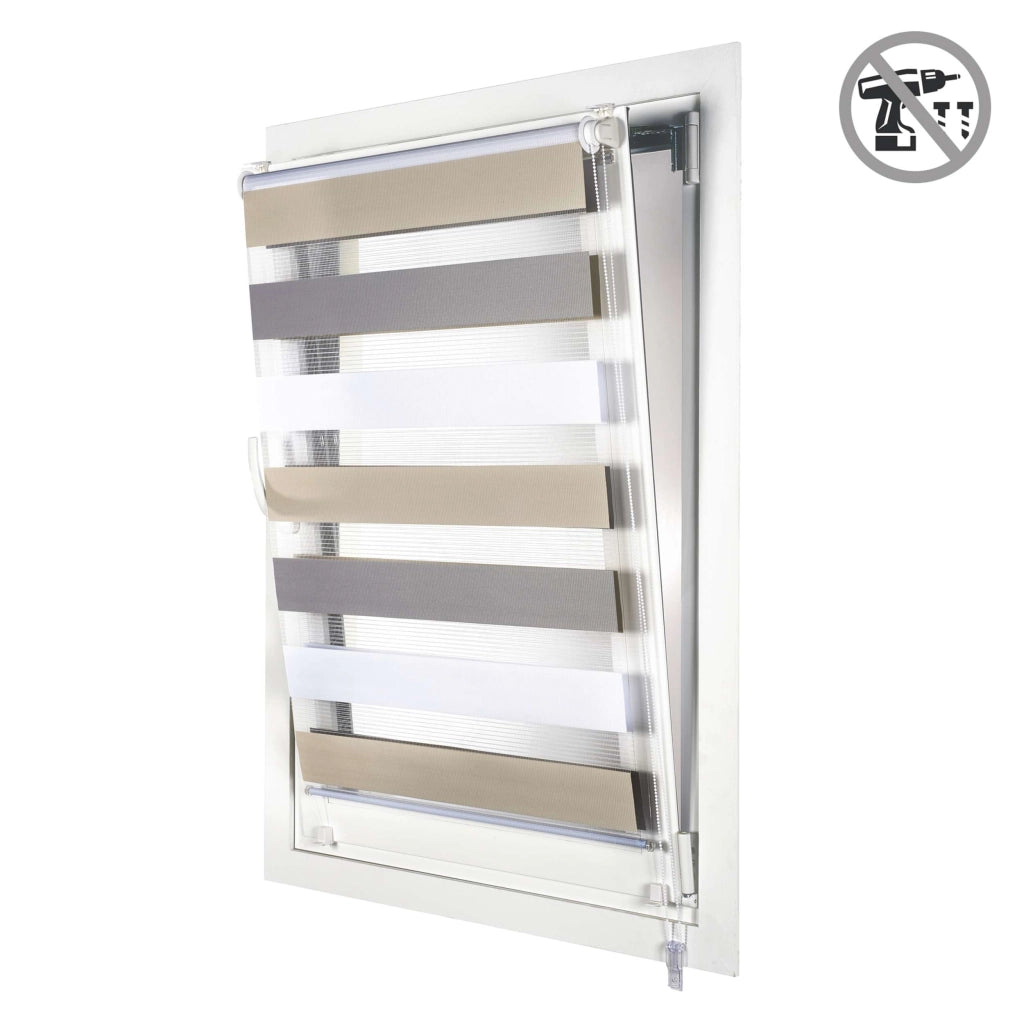 Tenda a Rullo giorno / notte installazione senza foratura EasyFix Bianco-grigio-beige 60x180 cm