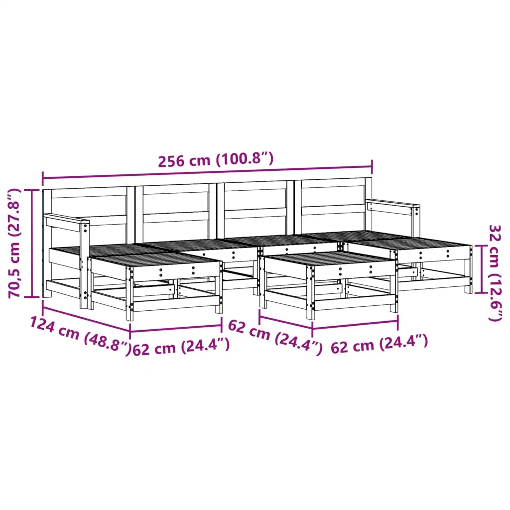 Set Lounge da Giardino 6 pcs Marrone Cera
