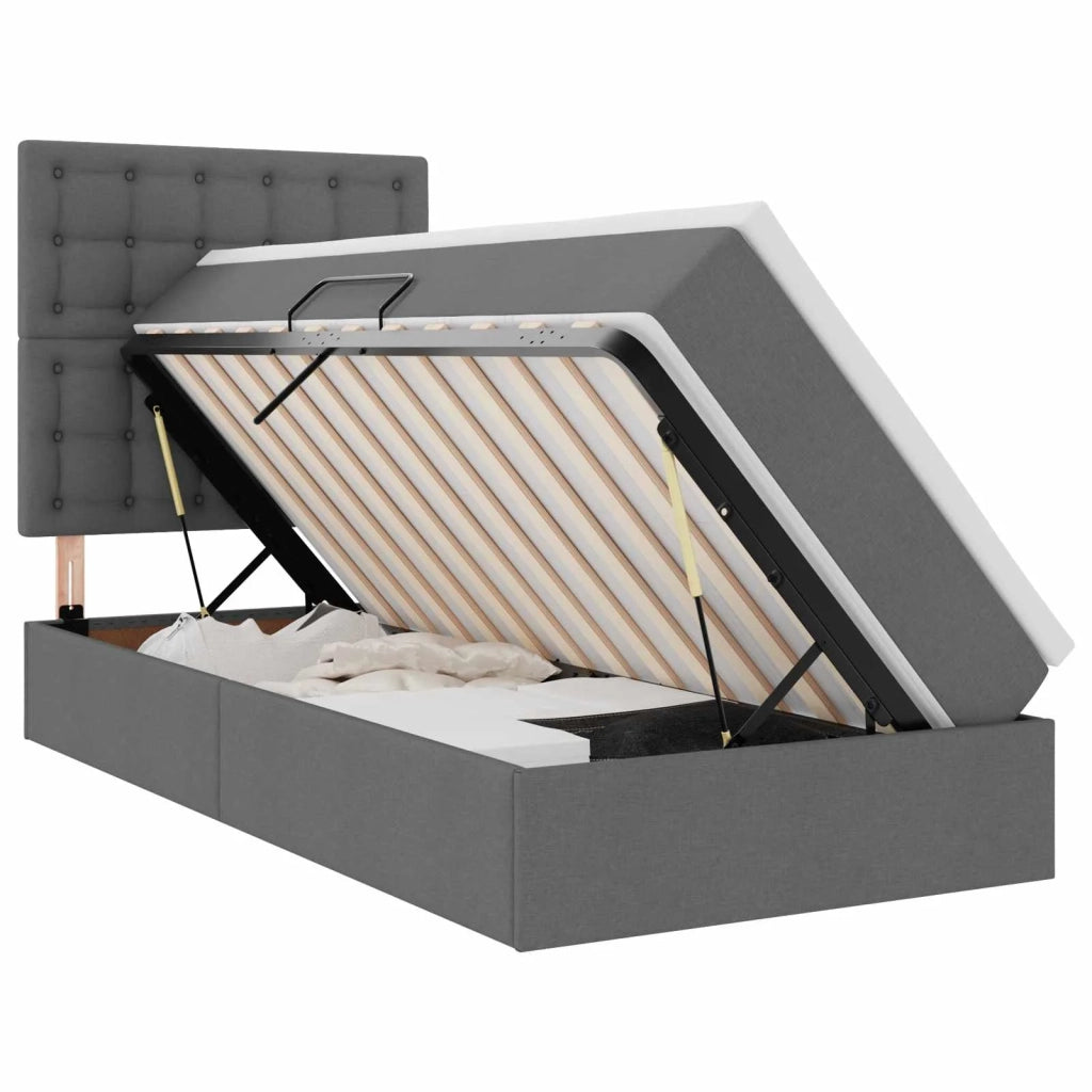 Letto con contenitore e materasso Grigio scuro 100 x 200 cm