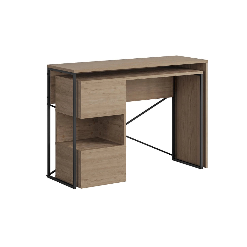 Scrivania modulare in legno "Badau" - 110 x 102 x 77 cm - Marrone
