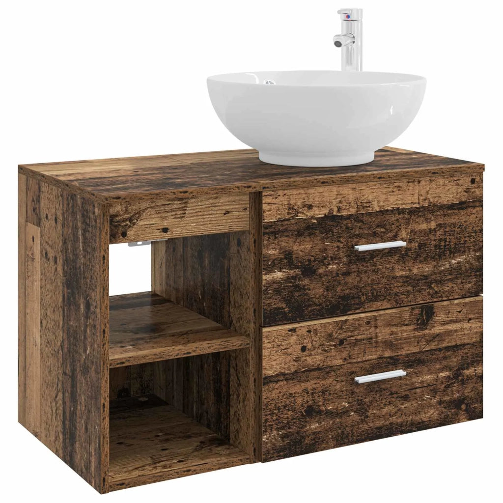 Set di mobili per il bagno 2 pcs Legno antico 3403918