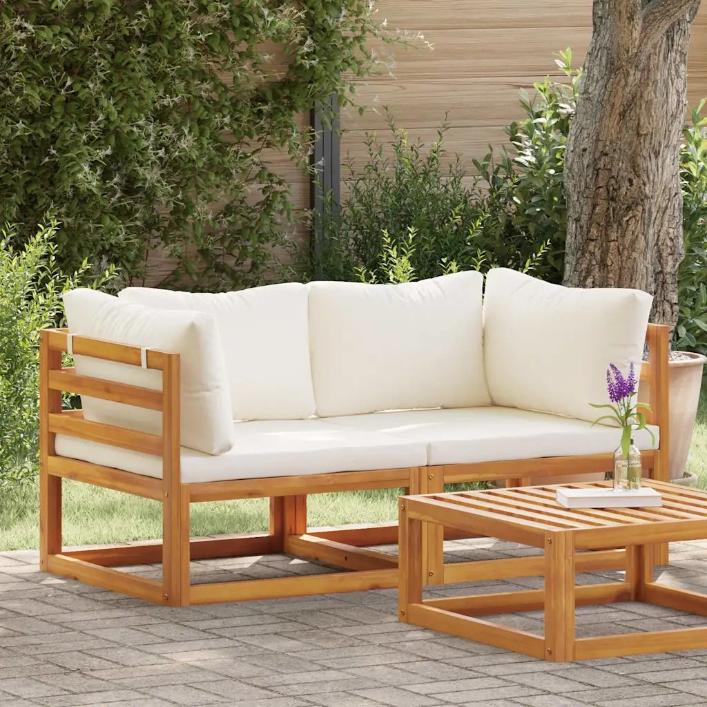 Divani Modulari Angolari 2 pz con Cuscino Bianco Crema