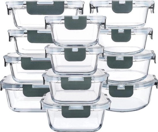 Set di Versatili - Vetro BPA - Libero - 24 Pezzi - Con Coperchio Transparente