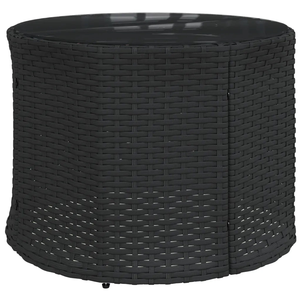 Divano Giardino con Tavolo e Cuscini Circolare Nero Polyrattan 3318535