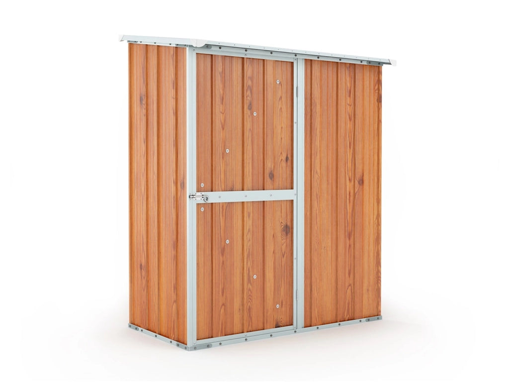 Casetta da giardino in lamiera zincata box acciaio 155x100cm x h 192cm - 50kg - 1,55mq - LEGNO