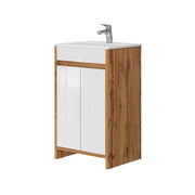 Vicco Set mobili bagno Quercia dorata 2 parti, con lavabo e 2 ante a battente