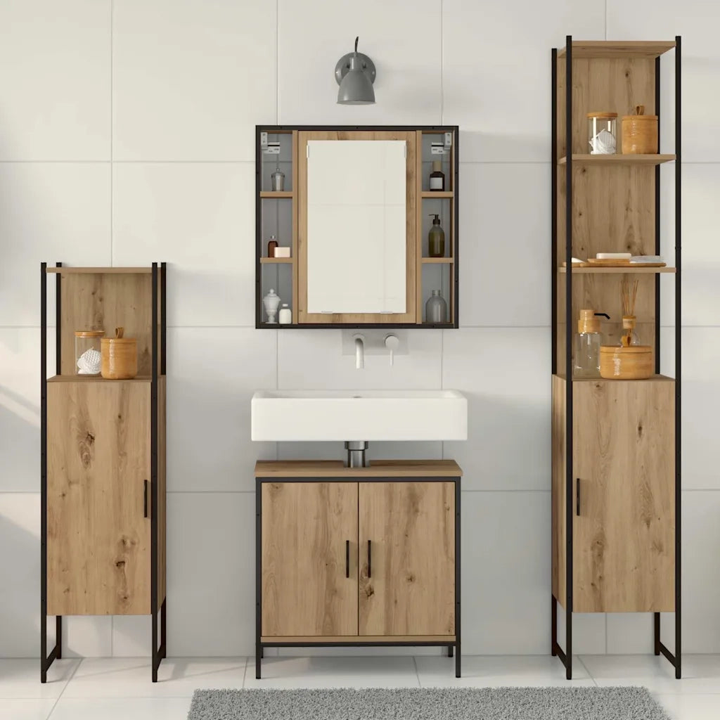 Set di mobili per il bagno 4 pcs Marrone Legno multistrato 3334428
