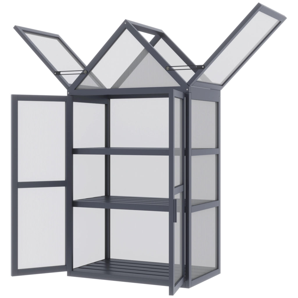Mini Serra per Piante 3 Livelli ¨C Minimal ¨C Legno e Policarbonato 70.5x42x132 cm