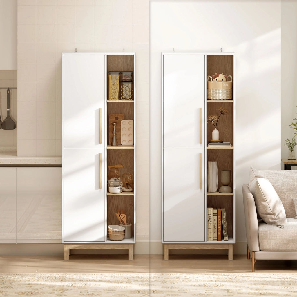 Libreria 176 cm ¨C Xylo ¨C 4 ripiani aperti 2 ante MDF bianco