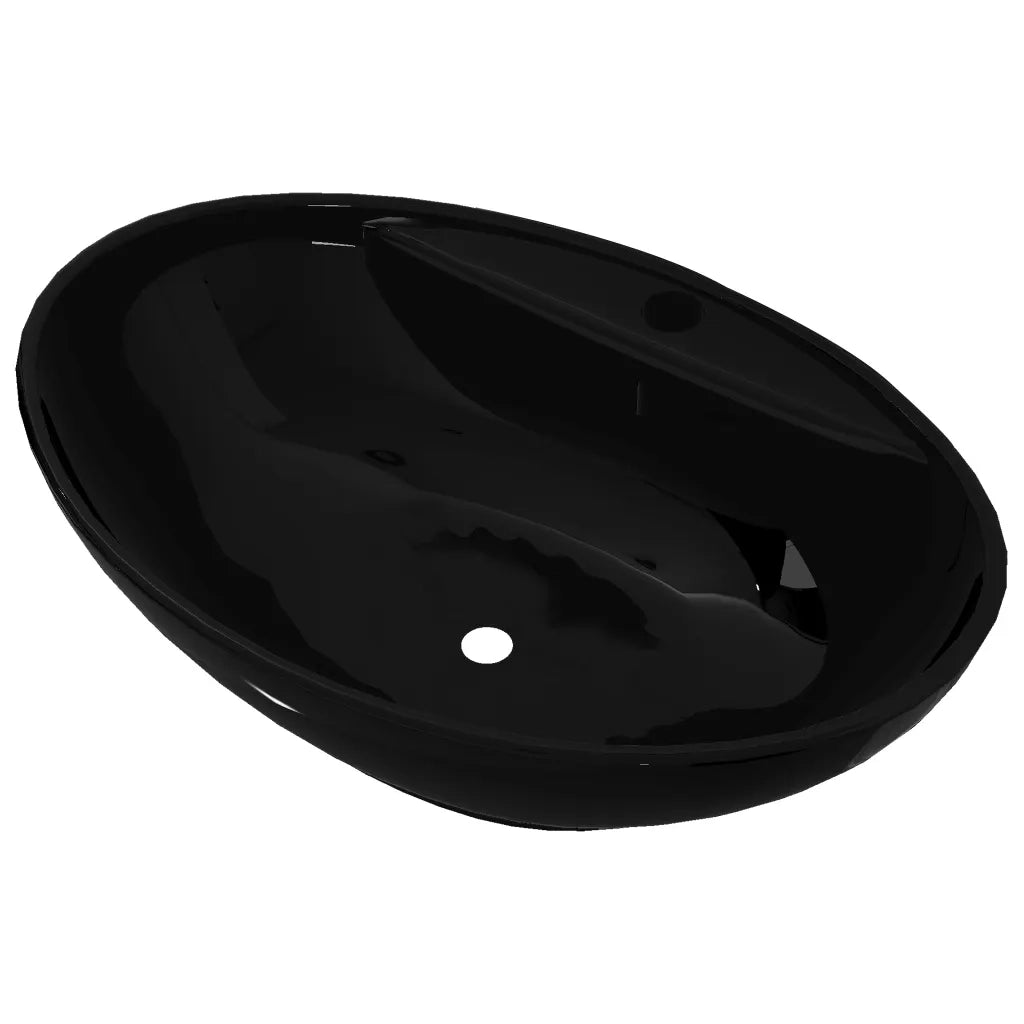 Lavandino per bagno in Ceramica nera ovale con Foro di trabocco CFW6354558