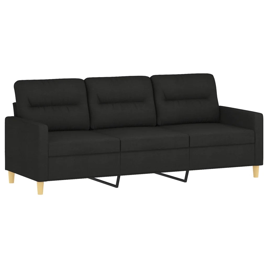 Set di Divani 3 pz con Cuscini Nero in Tessuto