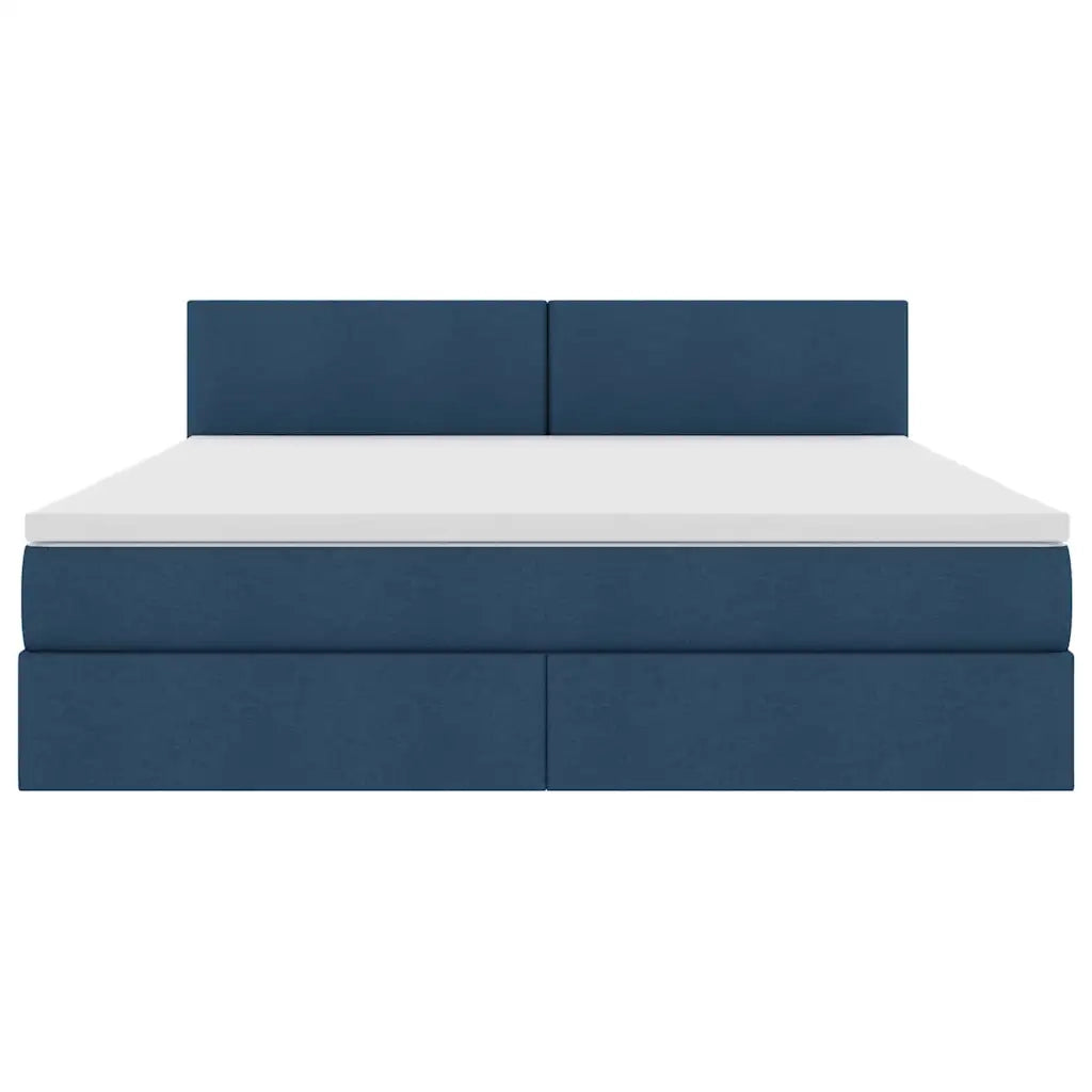 Letto con contenitore e materasso con testiera Blu 180 x 200 cm