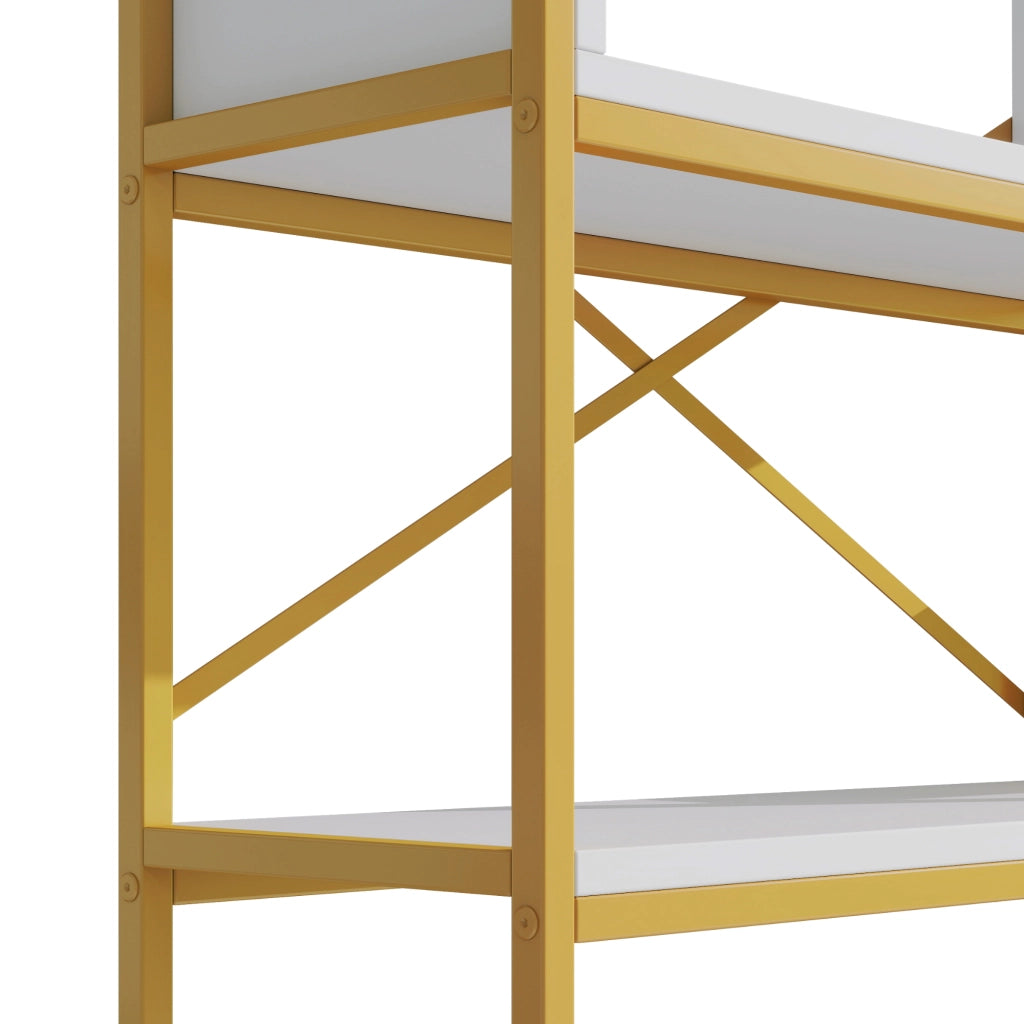 LIBRERIA Multilivello 160x29,5x180 cm MDF e Metallo Bianco e Oro