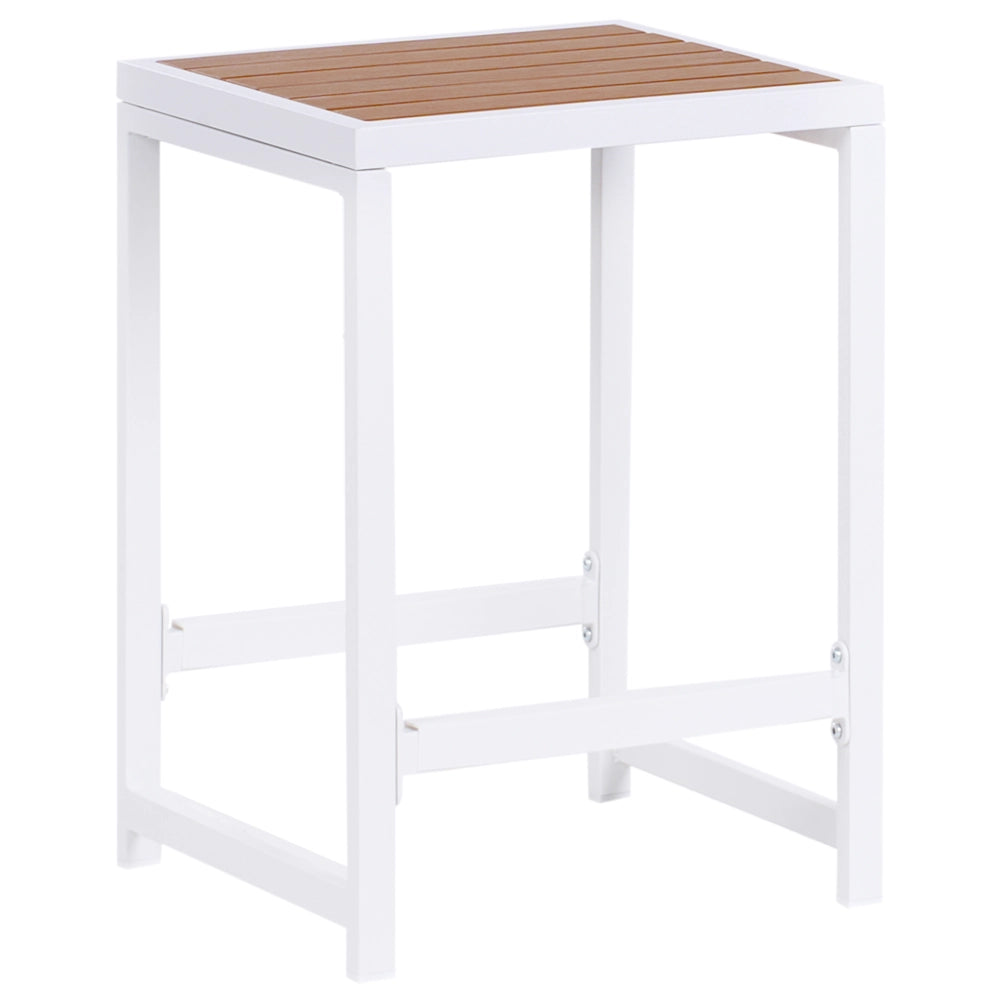 Sgabello da giardino per esterni in acciaio e legno bianco stile elegante