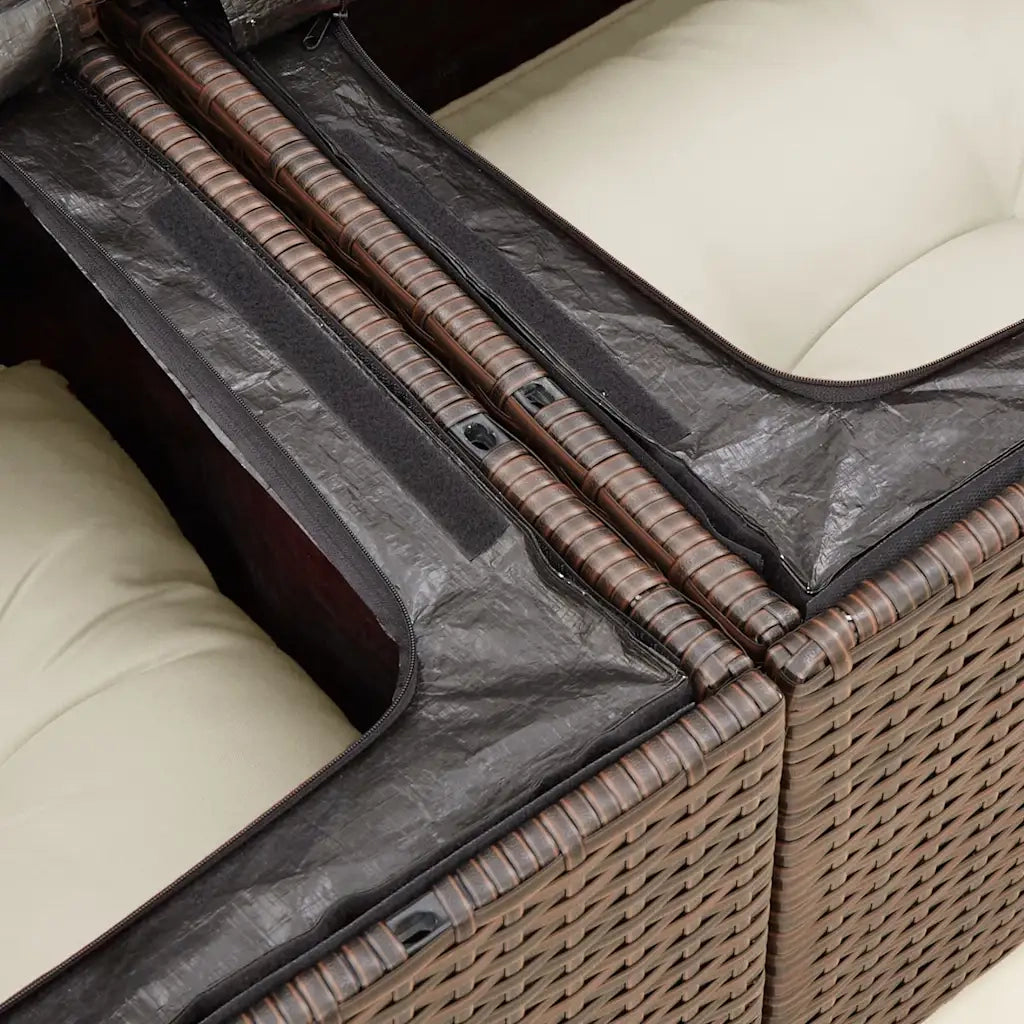 Divano da Giardino a 2 Posti con Cuscini in Polyrattan Marrone 366222