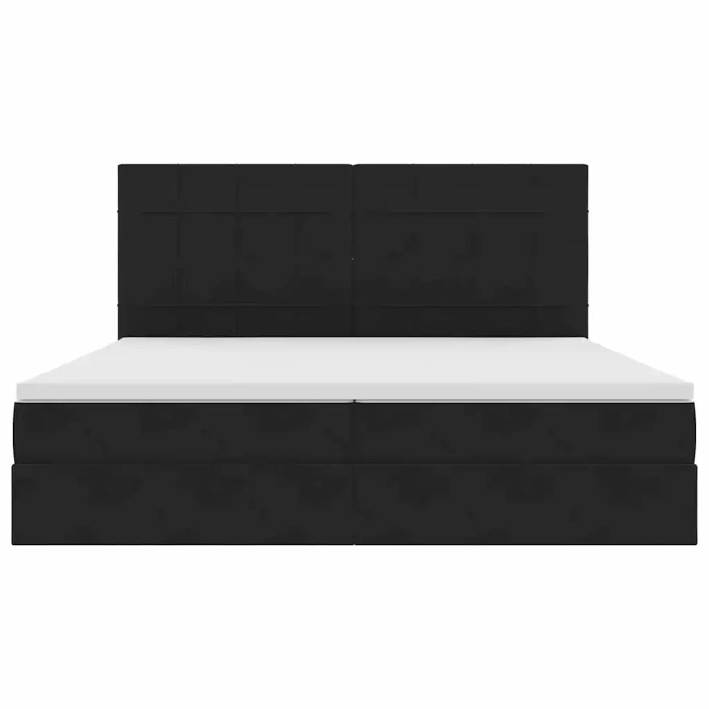 Letto con contenitore e materasso Nero 200 x 200 cm Velluto
