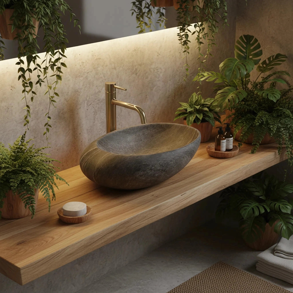 Lavabo Da Appoggio Rea Roxy A Stone D. Grey