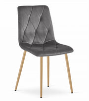 Sedia Valora TYRA in velluto grigio scuro con gambe in legno