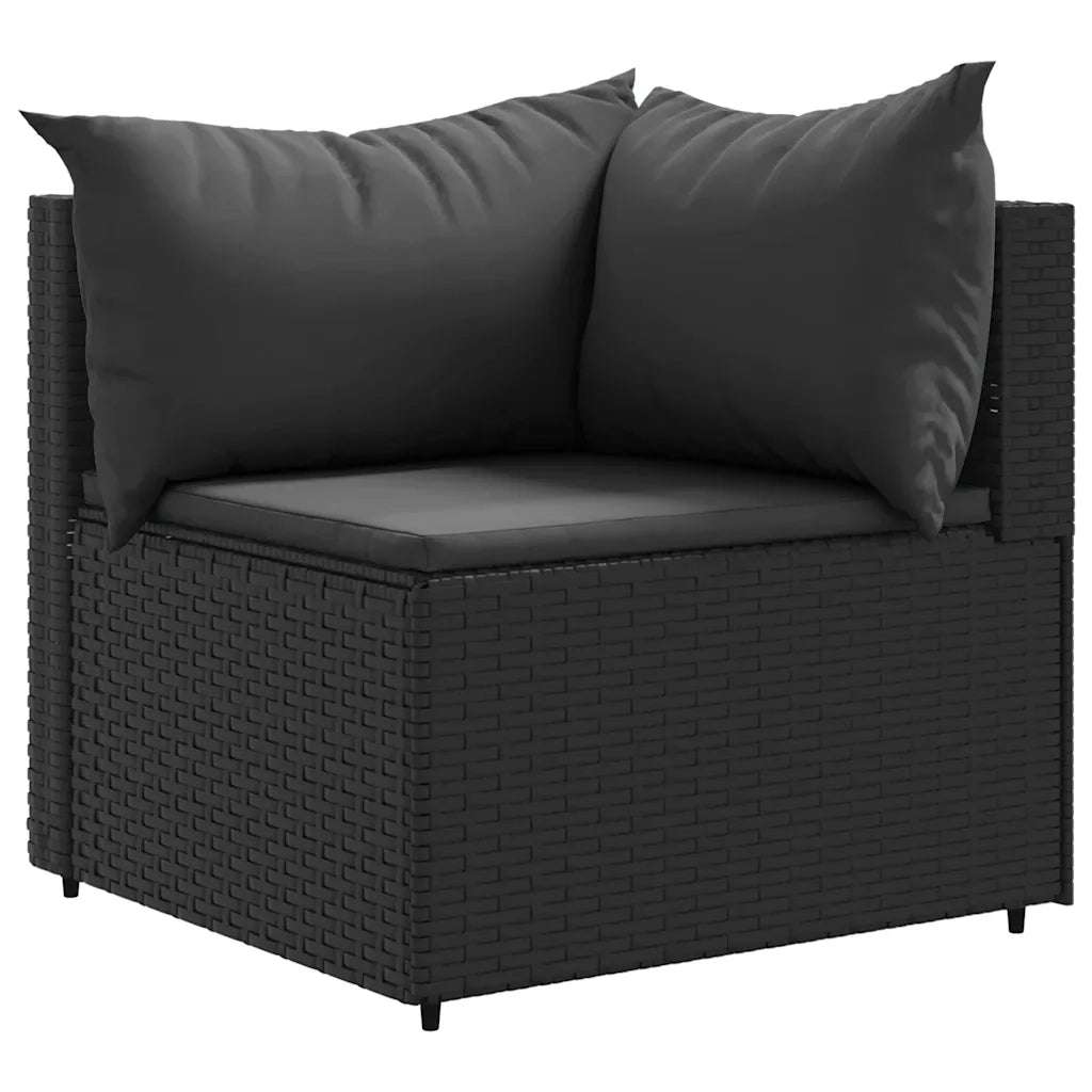 Set Divani da Giardino 4 pz con Cuscini Nero in Polyrattan 3308075