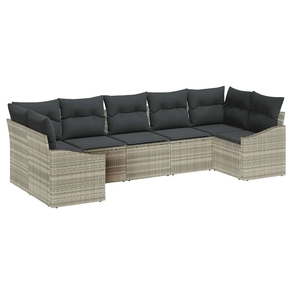 Set di divani con cuscino 7 pcs Grigio chiaro polyrattan 3346872