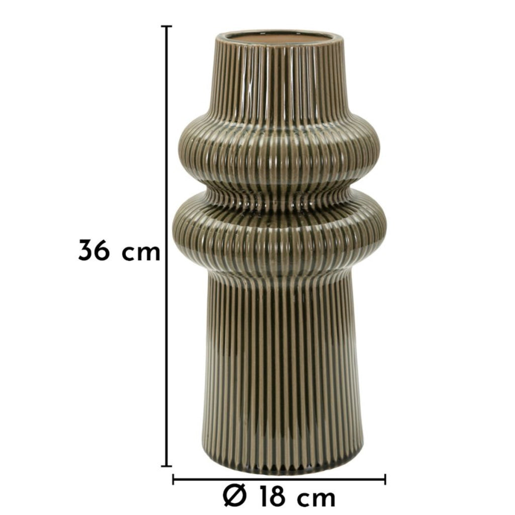 Vaso Decorativo VKH1046, Verde, Ceramica, 18x18x36 cm