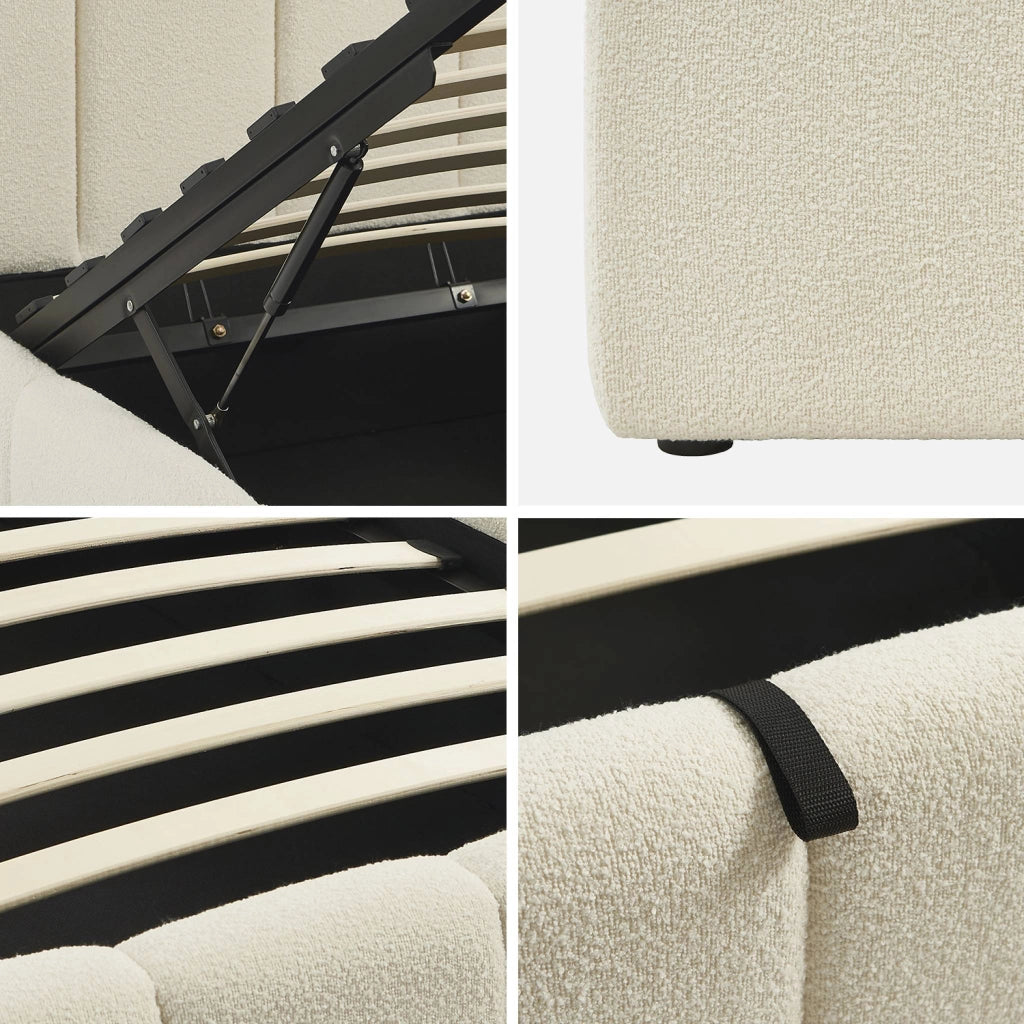 Letto contenitore con rete a doghe e testiera 90x190cm imbottito