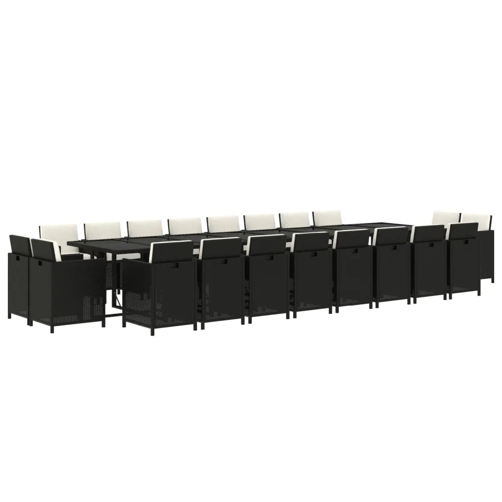 Set da Pranzo da Giardino 21 pz con Cuscini in Polyrattan Nero 3095667