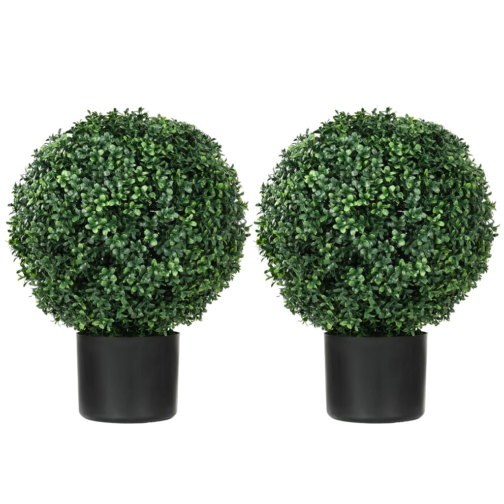 Piante artificiali, set da 2, piante artificiali resistenti ai raggi UV in vaso, cespugli di bosso da 52 cm per la decorazione di giardino e