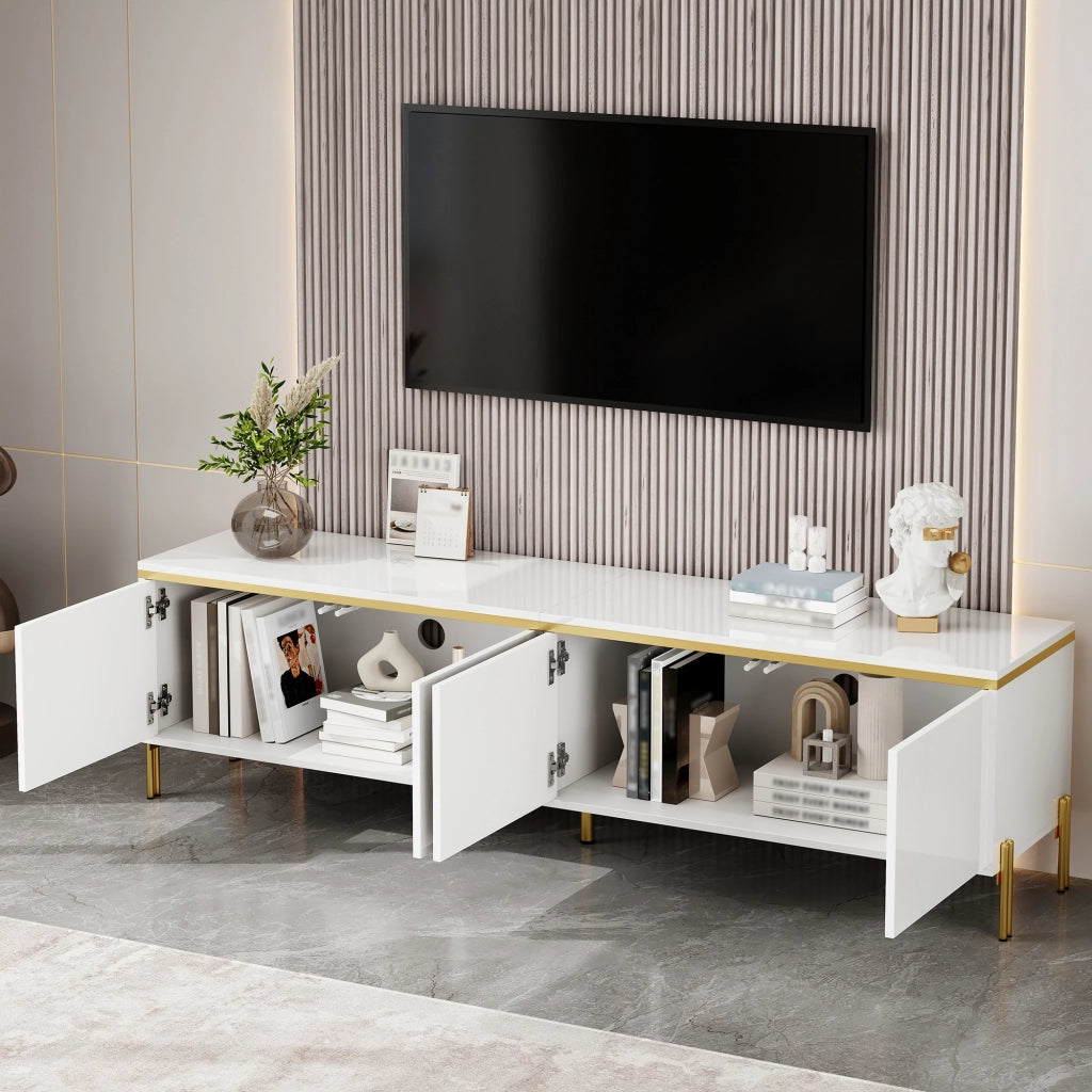 Cassettiera per TV bianca in truciolare 170 cm