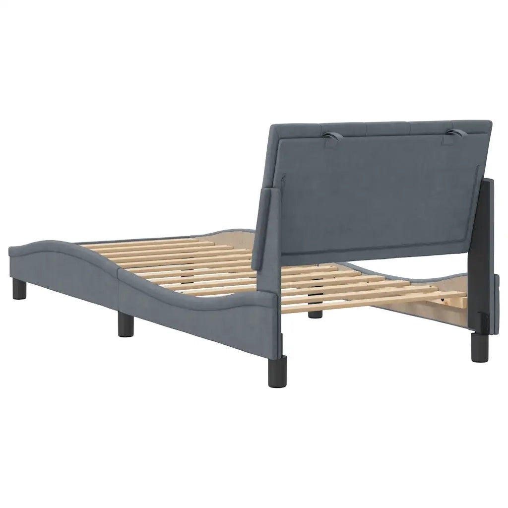 Giroletto senza Materasso Hanko Grigio Scuro 80x200 cm Velluto 3207814