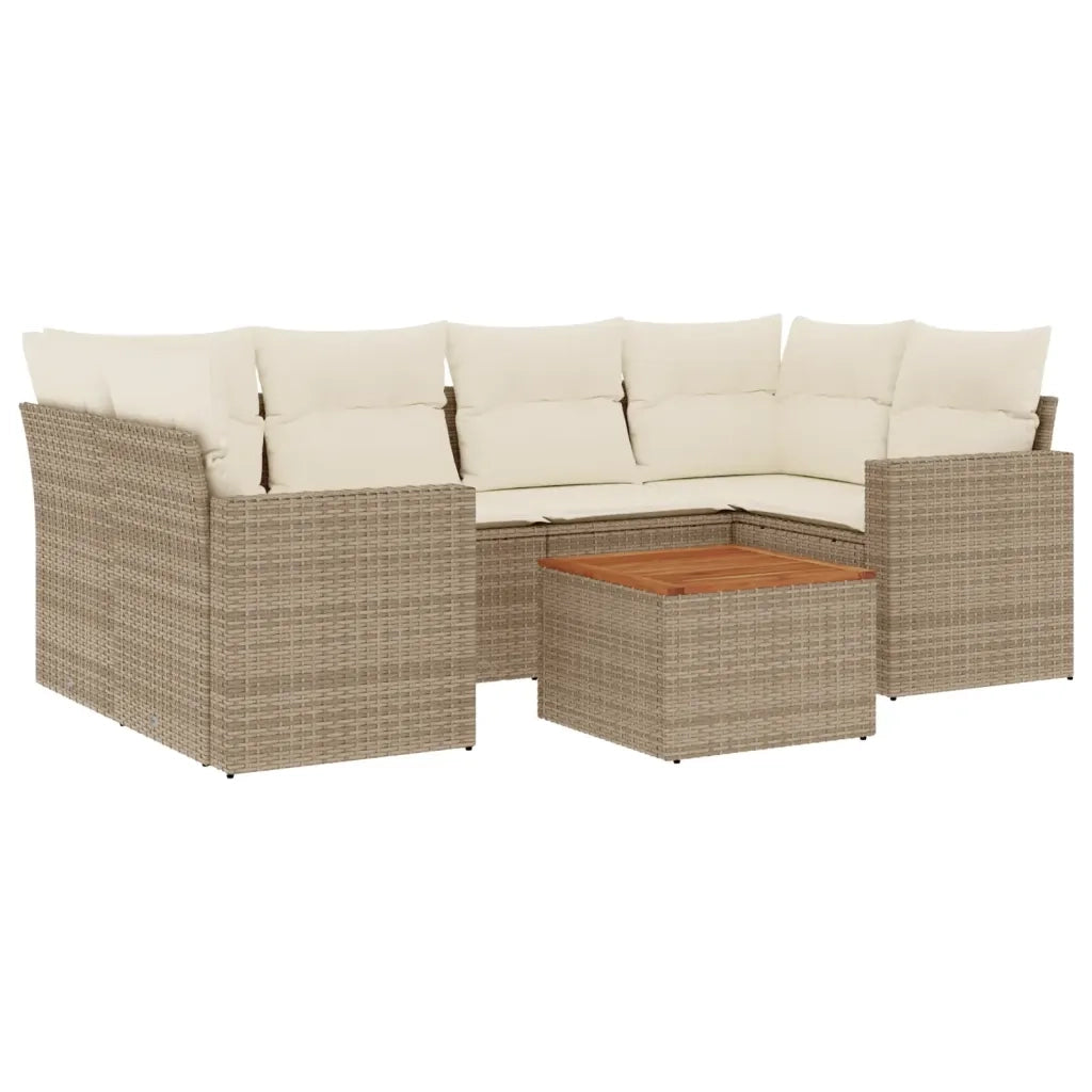 Set Divani da Giardino 7 pz con Cuscini Beige in Polyrattan 3256352
