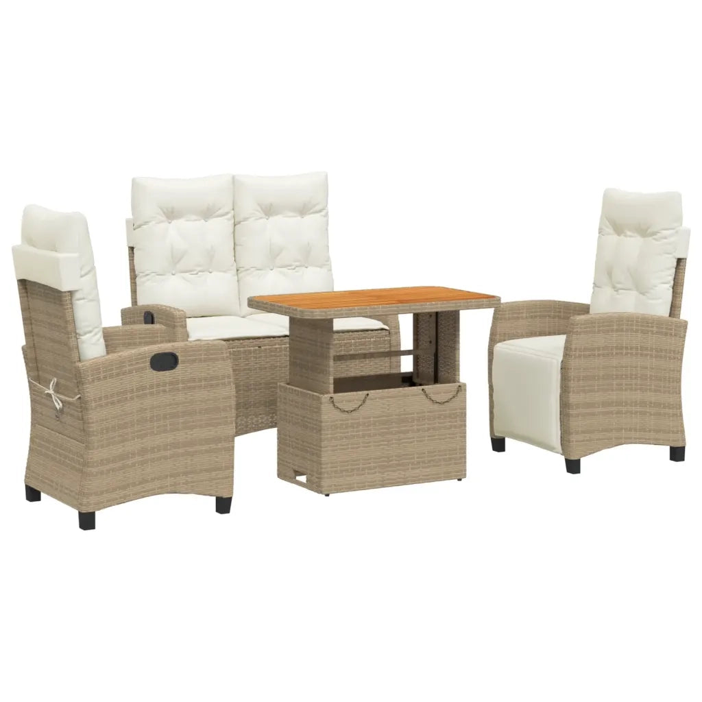 Set da Pranzo da Giardino 4 pz con Cuscini Beige in Polyrattan 3277420