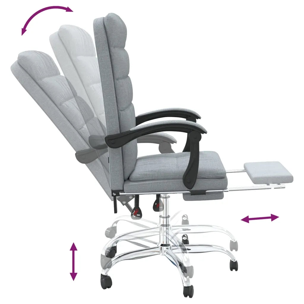 Poltrona | Sedia Relax da Ufficio Reclinabile Grigio Chiaro in Tessuto